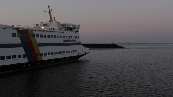 Sunset Ferry in Harbor alt