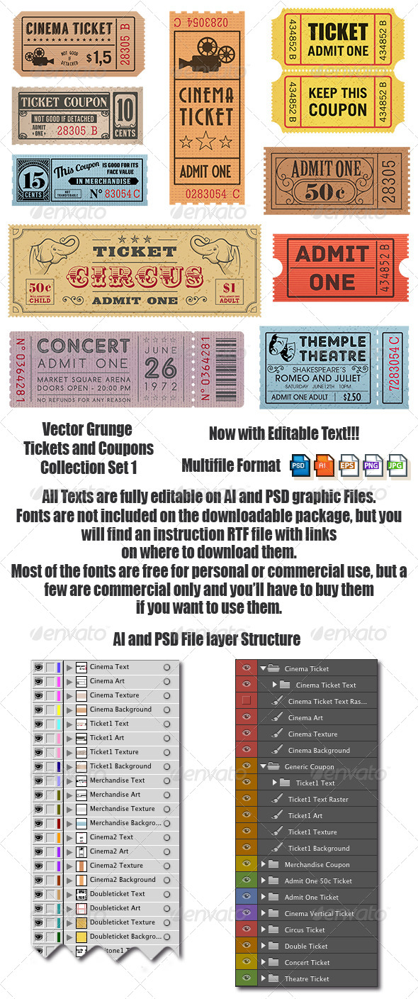 Vector Coupons and Tickets Collection 1 - Communications Technology