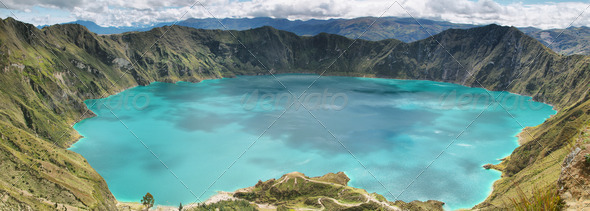 Amazing view of lake of the Quilotoa caldera - Stock Photo - Images