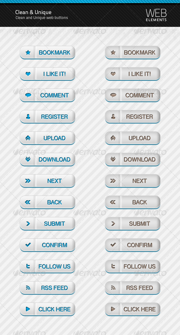 Clean & Unique Web Buttons - Buttons Web Elements