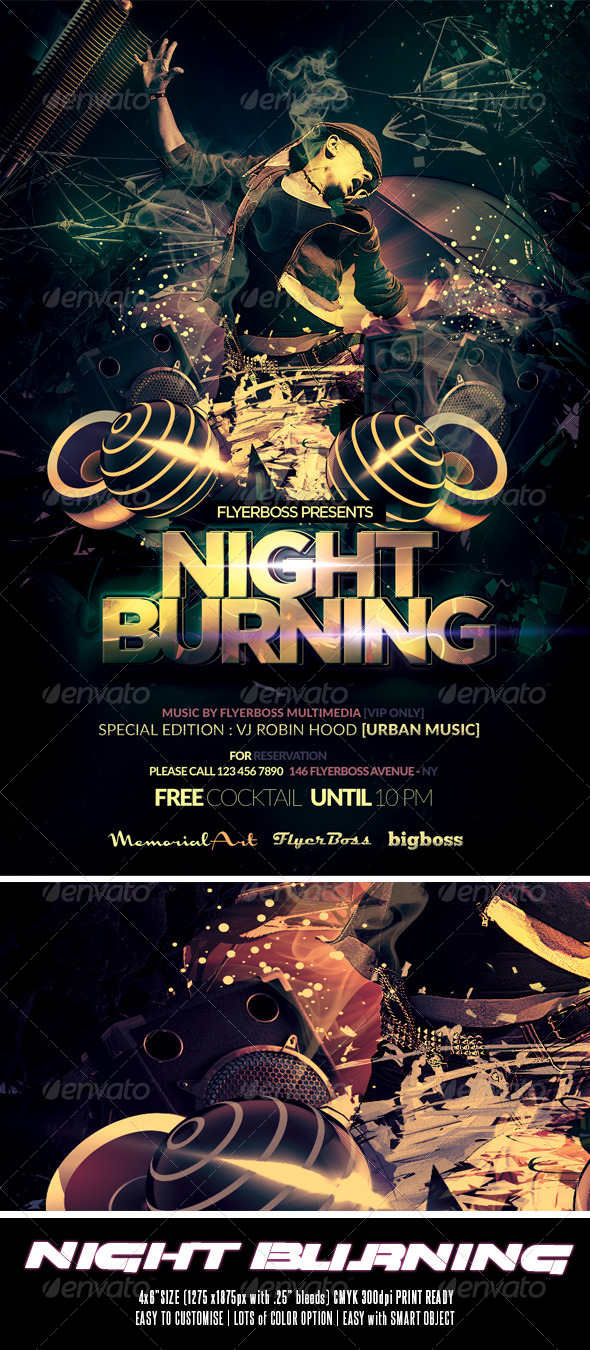 Night Burning Flyer - Events Flyers