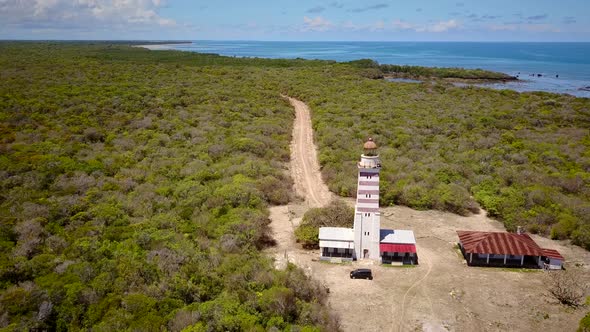 Aerial view of a lighthouse on Mafia Island, Ethiopia. alt