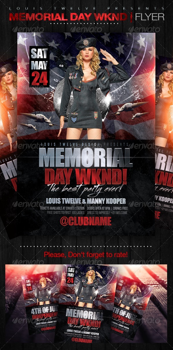 Memorial Day Wknd | Flyer Template - Clubs & Parties Events
