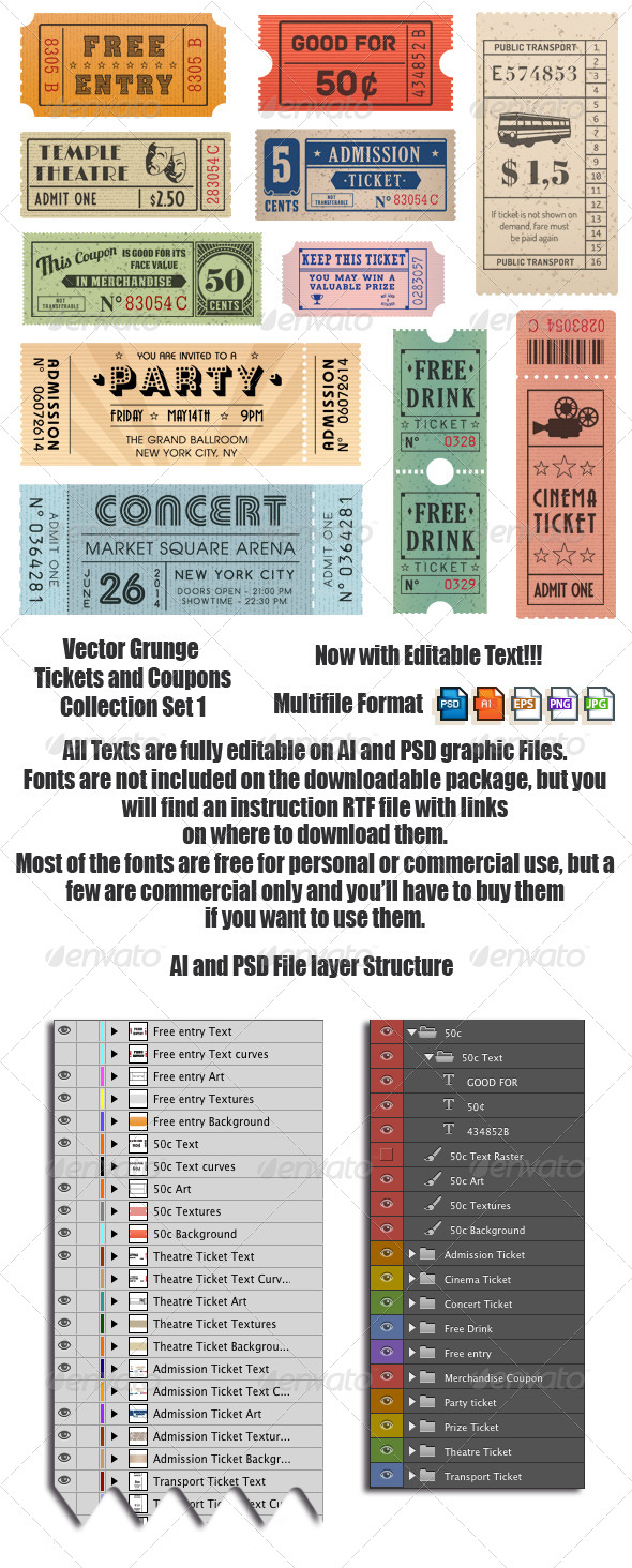 Vector Coupons and Tickets Collection 2 - Miscellaneous Seasons/Holidays