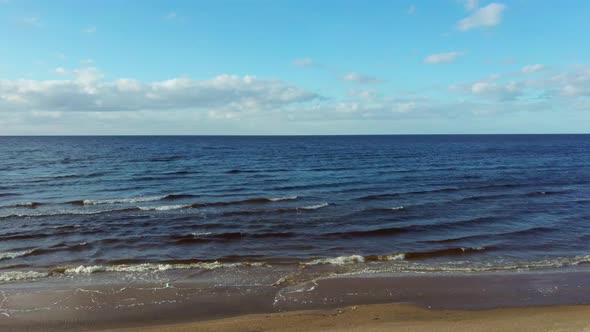 Aerial Dron Shot of the Baltic Sea Costline With Waves View From Above 4K Dron Video alt