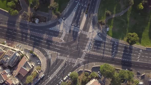 Aerial view of an empty crossroad in Jerusalem Israel alt