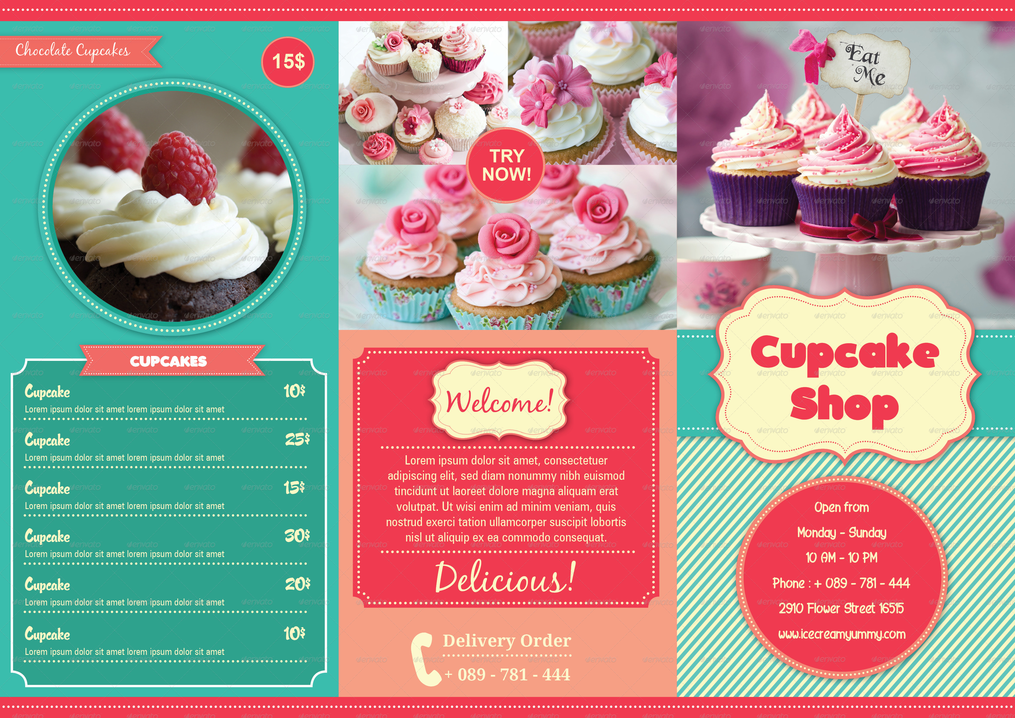 TriFold Cupcakes Menu by avindaputri  GraphicRiver