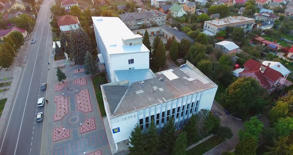 Panoramic Aerial Drone View of Small Town