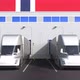Trailer Trucks at Warehouse Loading Dock with Flag of NORWAY