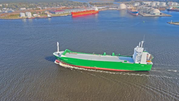 Cargo ship on the river