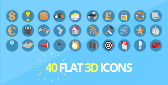 40 3D Flat looking Icons