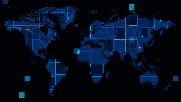 Digital Technology Line Pattern Background In The World Map alt