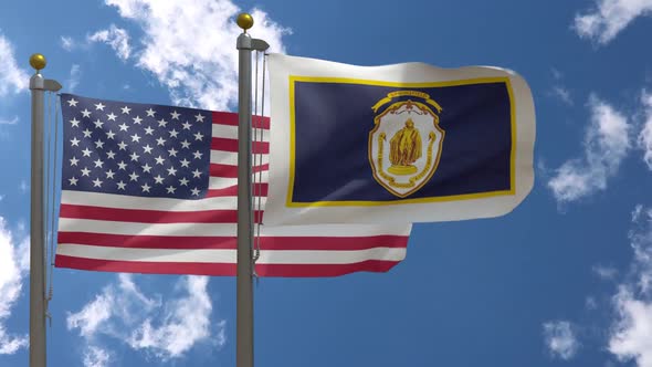 Usa Flag Vs Springfield City Flag Massachusetts  On Flagpole alt