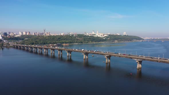 City Traffic on Patona Bridge in Kiev