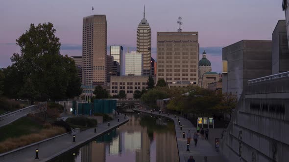 Sunset over Downtown Indianapolis Skyline alt