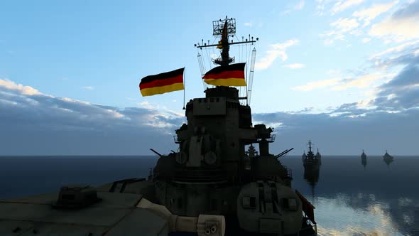 German Warship Facing Enemy Warships alt