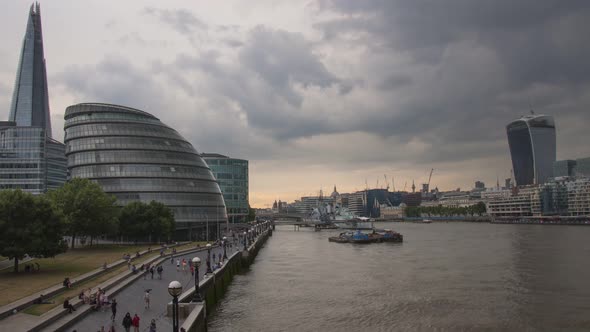 4K Timelapse of The Shard and City Hall in Central London, England