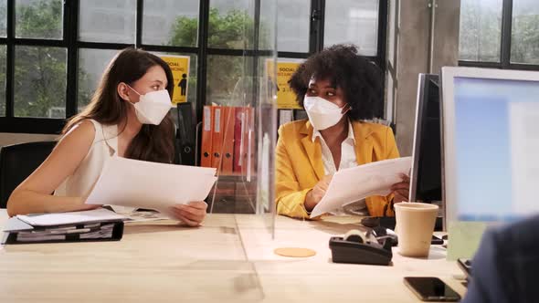 Business working with a new normal, covid-19 protection office workplace. alt