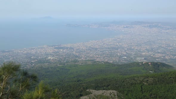 Naples Panorama Shown From Top of Mountain With Hills and Sea in Shot, Sequence alt
