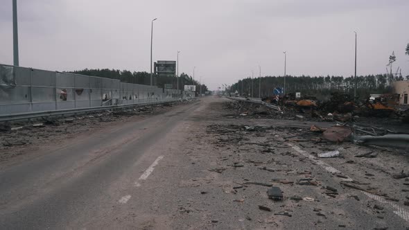 Burnt Transport and Military Equipment on the Highway to Kyiv