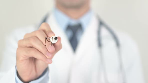 Medical Research Doctor Writing on Transparent Glass alt