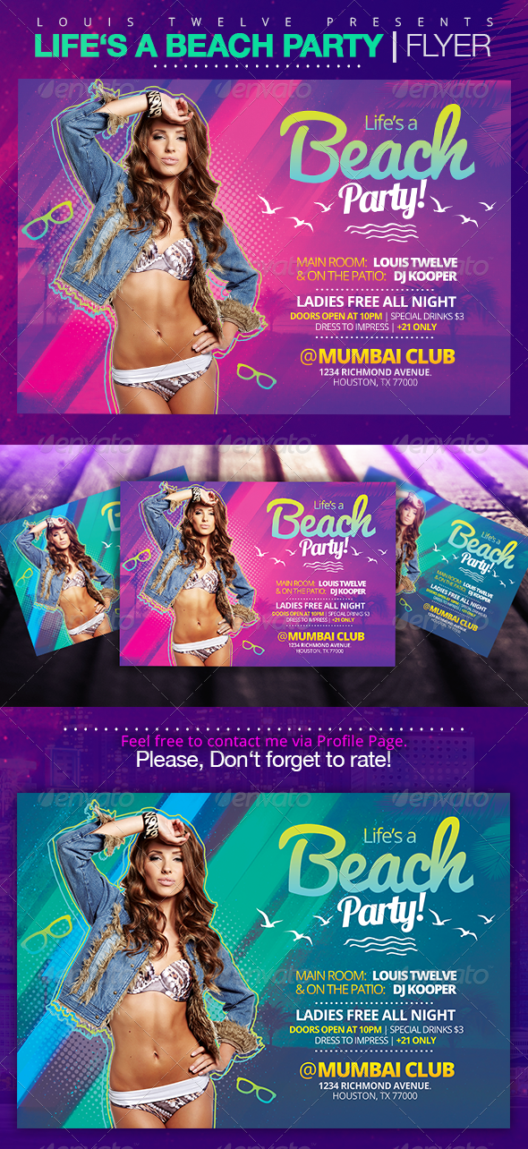 Life is a Beach Party | Flyer Template - Clubs & Parties Events