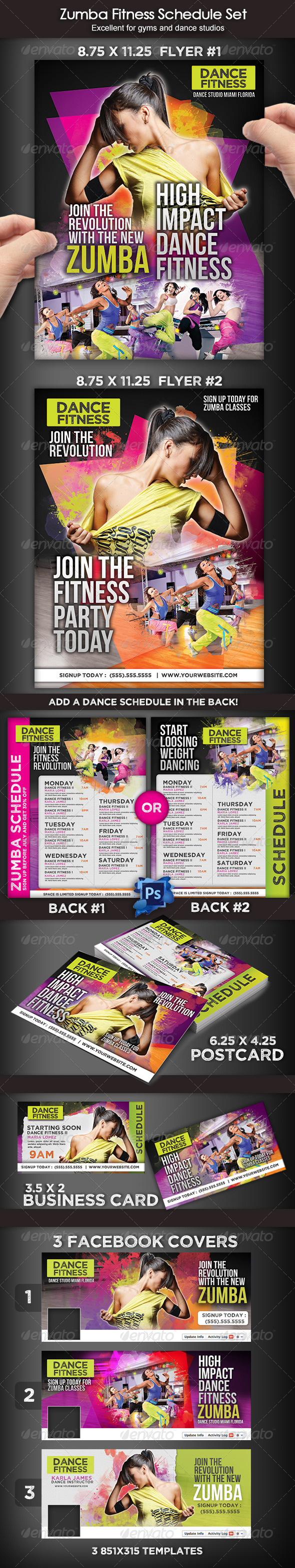 Zumba Dance Fitness Set, Print Templates | GraphicRiver