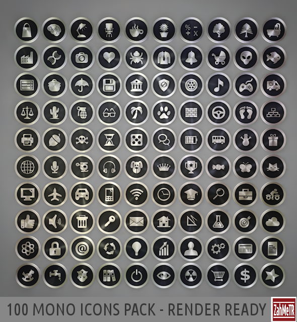 100 Mono Icons - 3Docean 7789193