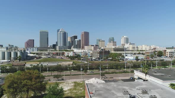 Aerial view of skyscrapers and towers of Tampa alt
