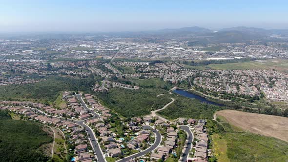 Aerial View of Upper Middle Class Neighborhood Around Double Peak Park in San Marcos alt