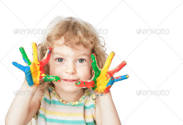Child painting - Stock Photo - Images