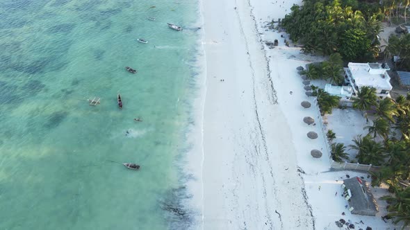 Aerial View of the Beach on Zanzibar Island Tanzania Slow Motion alt