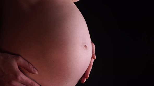 Closeup Pregnant Woman Big Belly