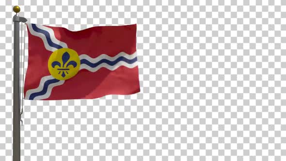 St. Louis / Saint Louis City Flag (Missouri, USA) on Flagpole with