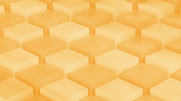 Isometric Yellow Cubes Pattern Moving Diagonally. Seamlessly Loopable Animation