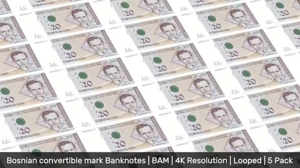 Bosnia and Herzegovina Banknotes Money / Bosnian convertible mark /Currency KM / BAM | 5 Pack | - 4K alt