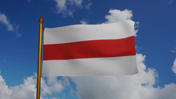 National flag of Belarus waving with flagpole and blue sky timelapse alt