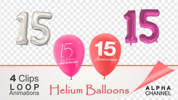 15 Anniversary Celebration Helium Balloons Pack