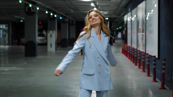 Beautiful Gorgeous Positive Active Blonde with Long Hair Flying in Air Caucasian Millennial Business alt