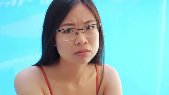 Young Asian Girl Disagreement Of Bad News Demonstrate Discontent