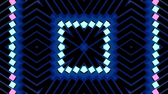 Abstract Looped Background with Symmetrical Square Structures of Many Elements Lighting Bulbs alt