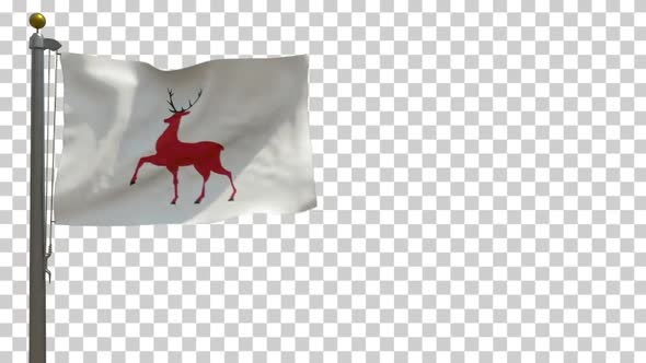 Nizhny Novgorod City Flag (Russia) on Flagpole with Alpha Channel - 4K alt