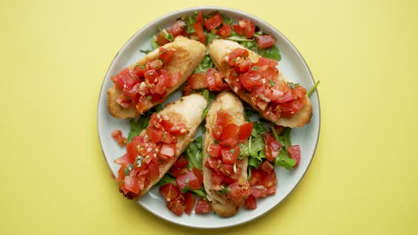 Homemade Italian Tomato Bruschetta with Basil