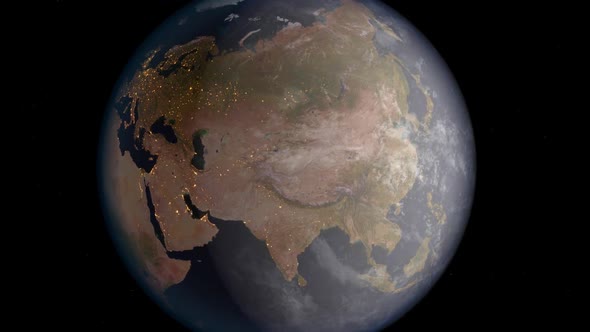 Earth in space zooming on China alt