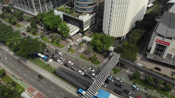 Aerial view of cityscape and skyscrapers buildings in the city