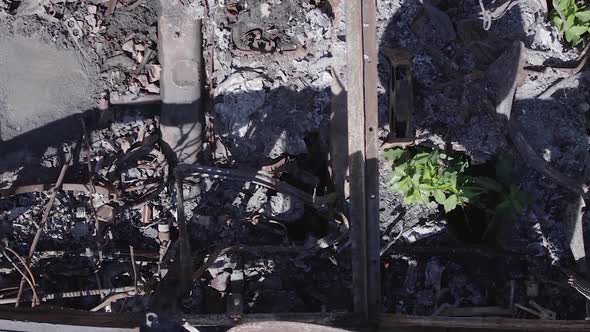 Vertical Video of a Burnt Military Equipment During the War in Ukraine alt