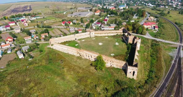 Panoramic Aerial Shot Old Castle