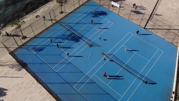 Drone Shot of the Tennis Court in Vlore South of Albania