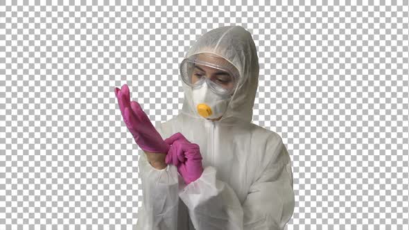 Medic Puts On Latex Gloves for Coronavirus Protection