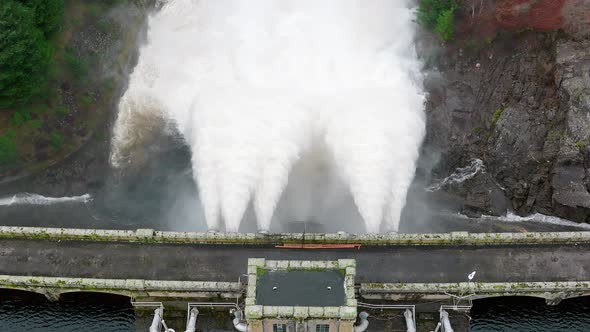 Water Pumped Through a Gravity Fed Hydroelectric Power Station Dam Slow Motion alt